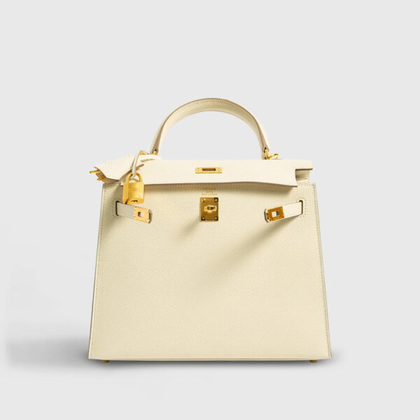 Hermès Kelly 25 Epsom Craie Sellier Gold Hardware