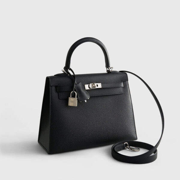Hermès Kelly 25 Epsom Black Sellier Palladium Hardware