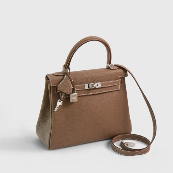 Hermès Kelly 25 Togo Etoupe Retourne Palladium Hardware