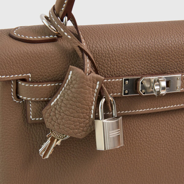 Hermès Kelly 25 Togo Etoupe Retourne Palladium Hardware