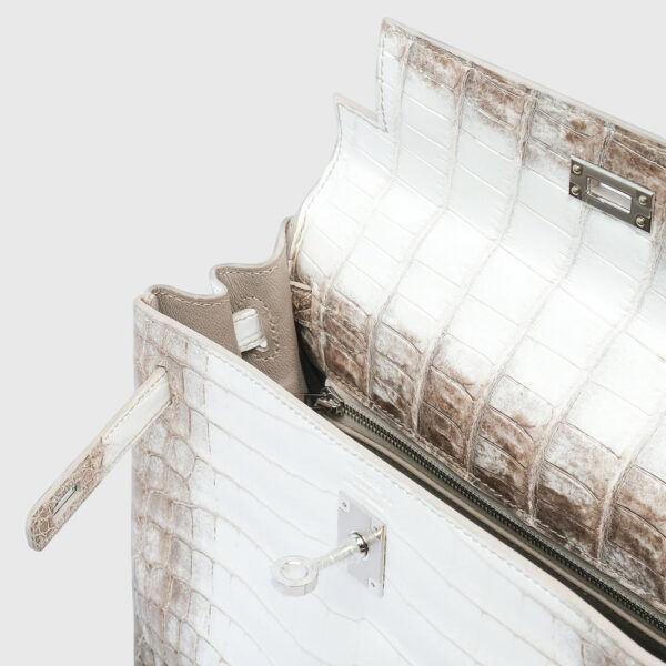 Hermès Kelly 25 Croc Himalaya Palladium Hardware