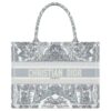 ⑥Medium Dior Book Tote Bag in Blue and Ecru Toile de Jouy Reverse Embroidery