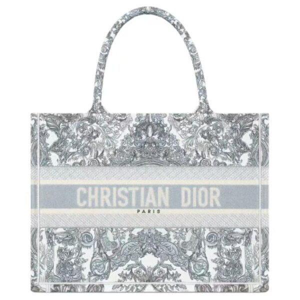 ⑥Medium Dior Book Tote Bag in Blue and Ecru Toile de Jouy Reverse Embroidery